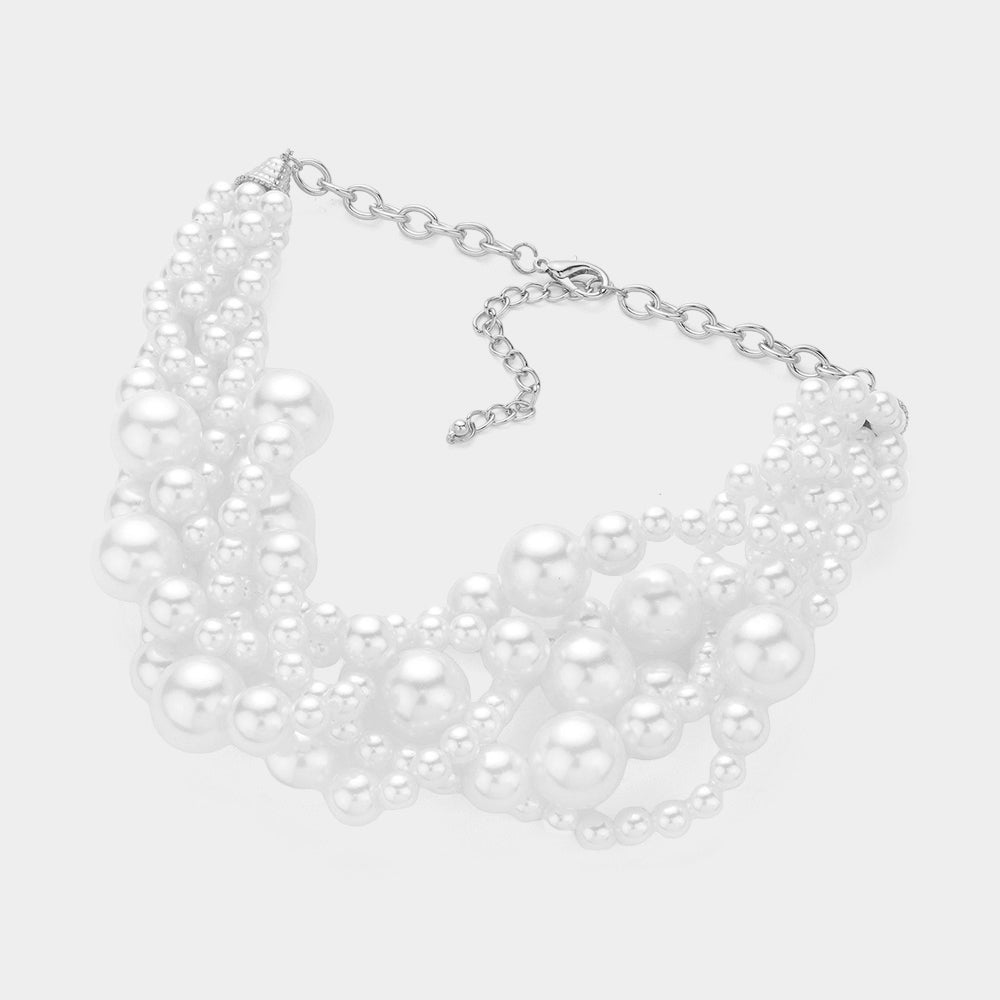 iLLASPARKZ Twisted Multi Strand Pearl Necklace