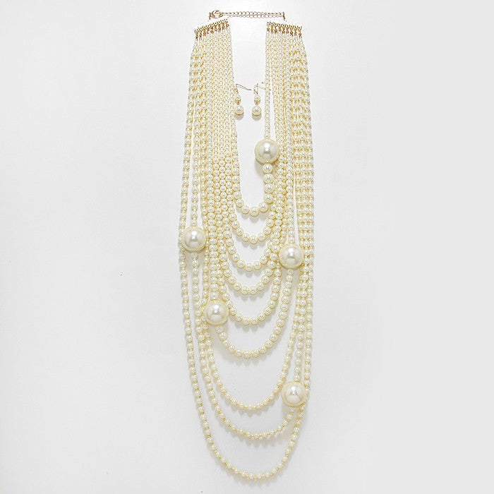 iLLASPARKZ 9-Tier Pearl Drape Long Necklace