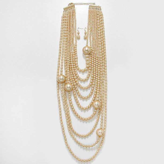 iLLASPARKZ 9-Tier Pearl Drape Long Necklace