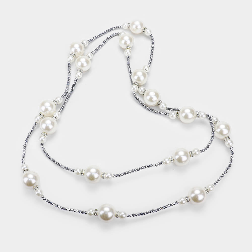 iLLASPARKZ Chunky Pearl Statement Beaded Long Necklace