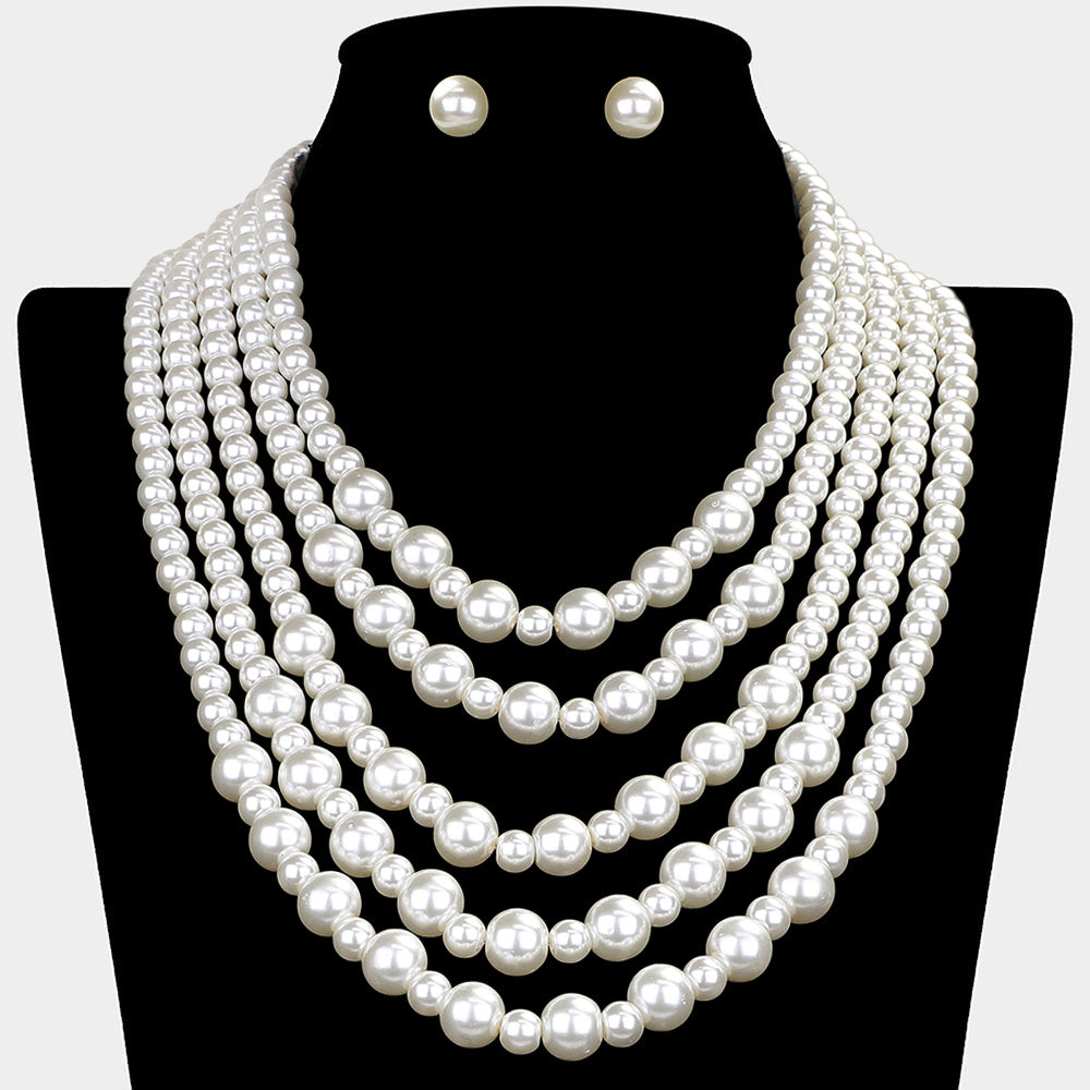 iLLASPARKZ Multi Layered Pearl Strand Necklace