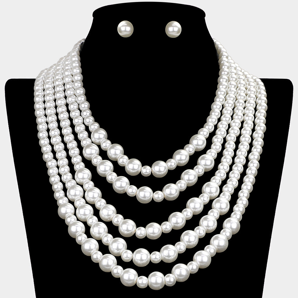 iLLASPARKZ Multi Layered Pearl Strand Necklace
