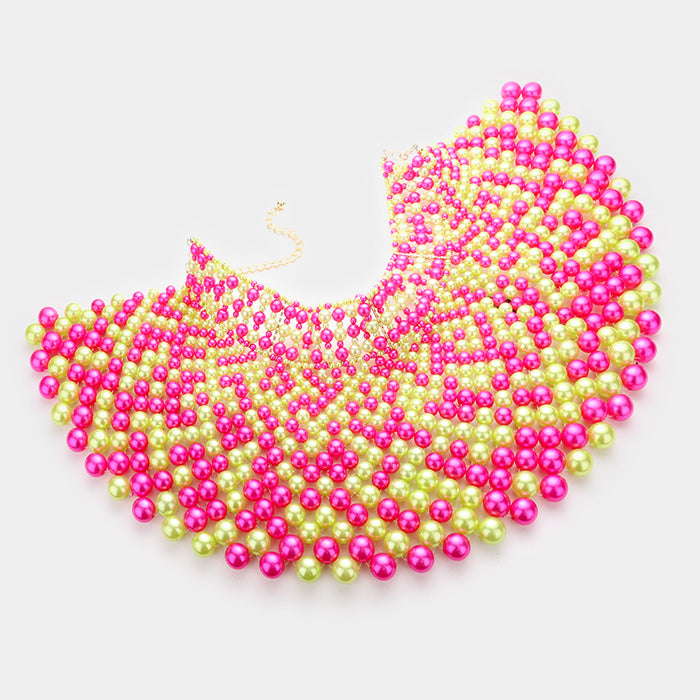 iLLASPARKZ Pearl armor bib choker necklace