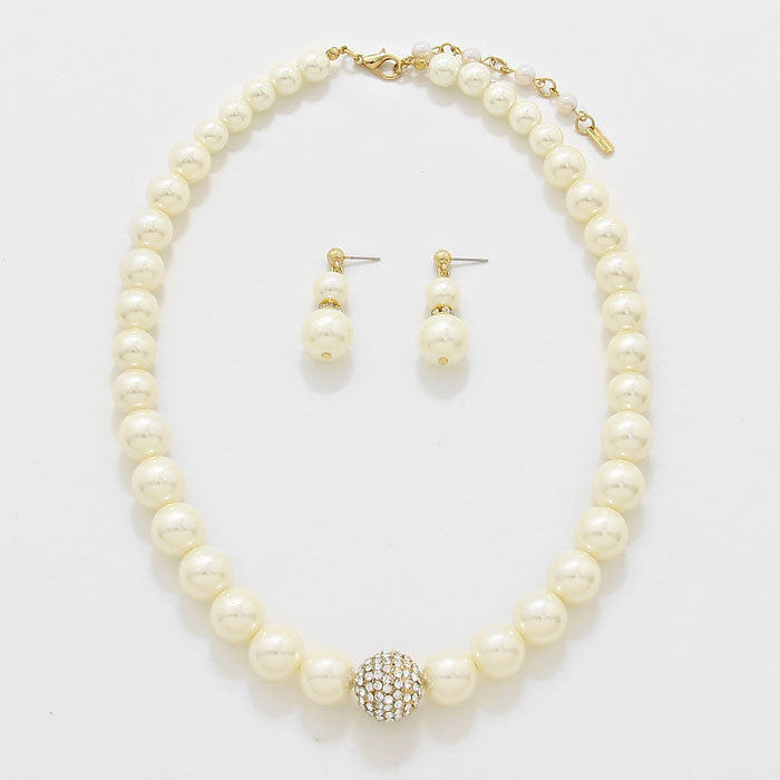 iLLASPARKZ Crystal Ball Accented Pearl Necklace