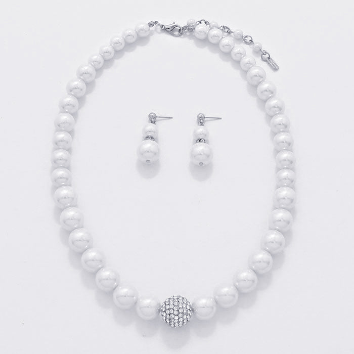 iLLASPARKZ Crystal Ball Accented Pearl Necklace