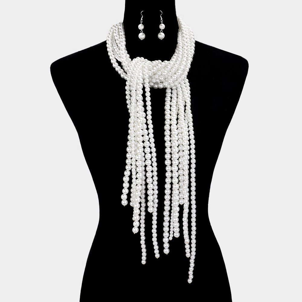 iLLASPARKZ Pearl Fringe Long Necklace