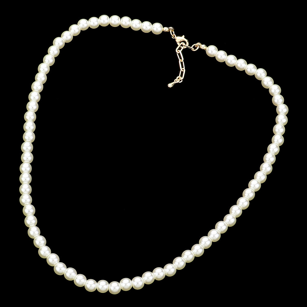 iLLASPARKZ Gold Dipped Brass Metal 6mm Pearl Necklace