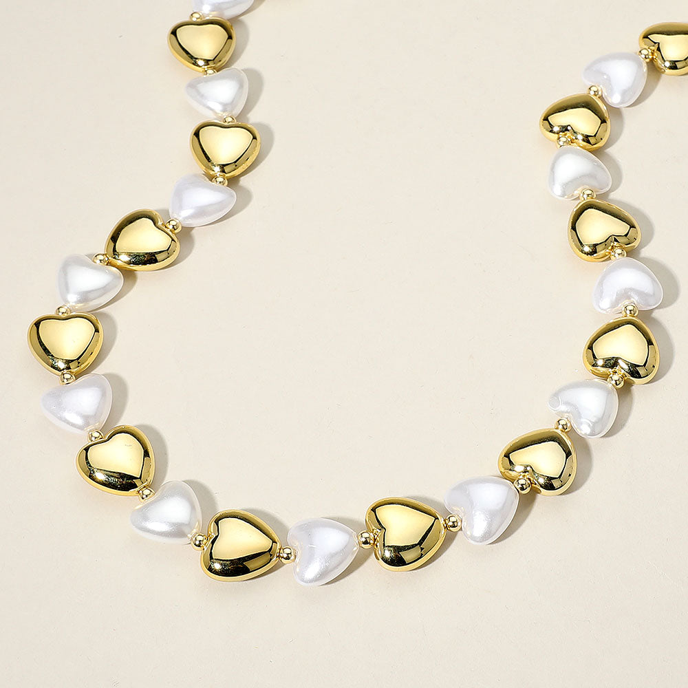 iLLASPARKZ Pearl Metal Heart Beaded Necklace