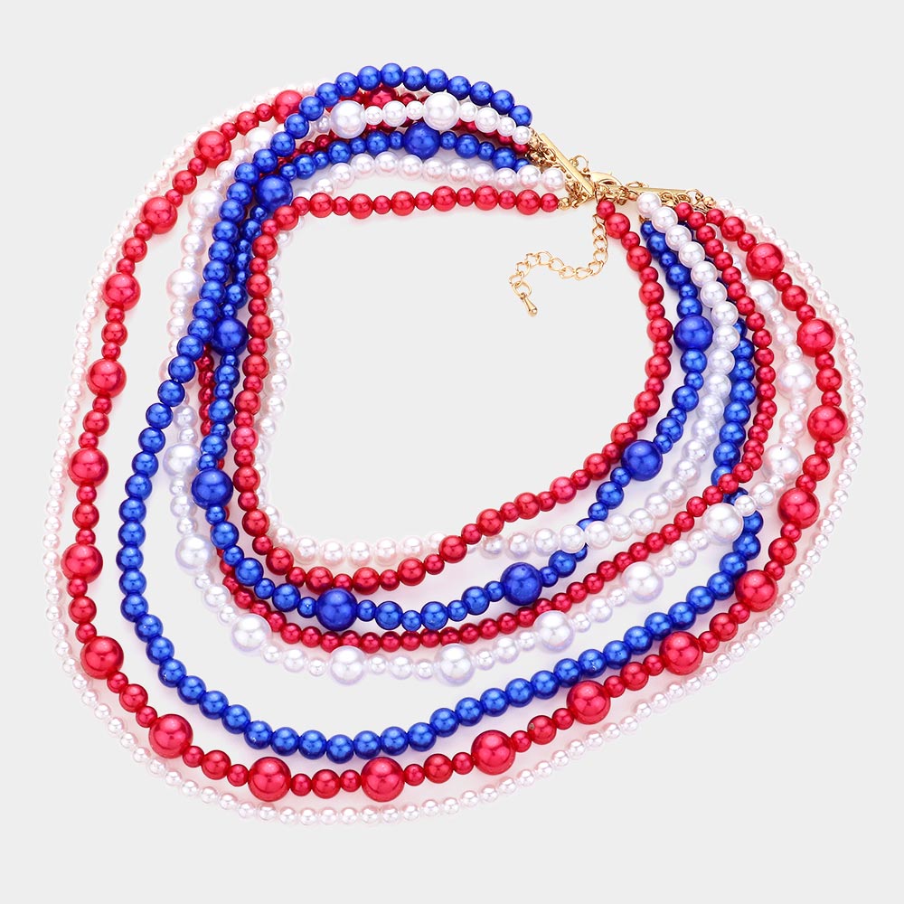 iLLASPARKZ Pearl Multi Strand Bib Necklace