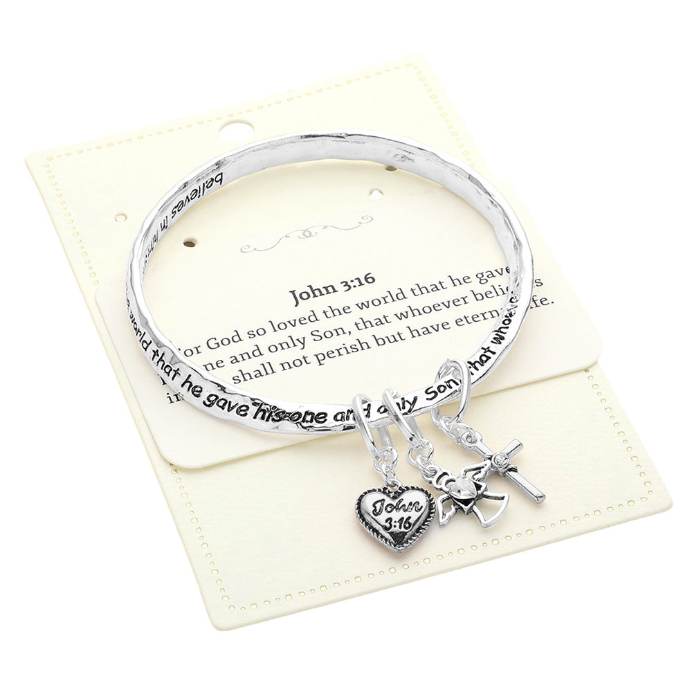 iLLASPARKZ John 3:16 Message Heart Angel Cross Charm Bangle Bracelet