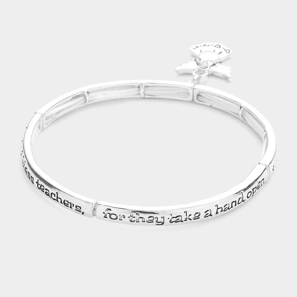iLLASPARKZ Teacher's Blessing Message Metal Charm Stretch Bracelet