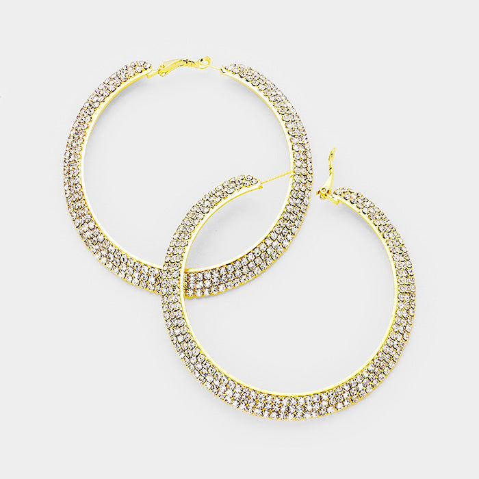 iLLASPARKZ Crystal Rhinestone 3.25 Inch Hoop Earrings