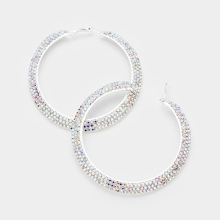 iLLASPARKZ Crystal Rhinestone 3.25 Inch Hoop Earrings