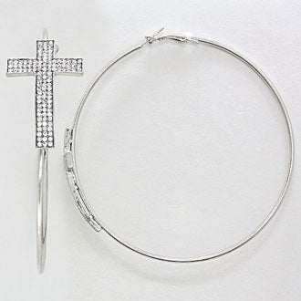 iLLASPARKZ Oversized Crystal Rhinestone Cross Hoop Earrings