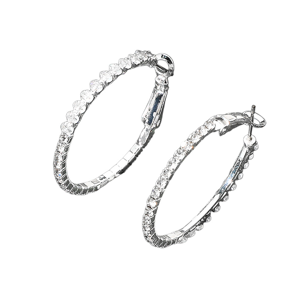 iLLASPARKZ Marquise CZ Stone Paved Evening Hoop Earrings