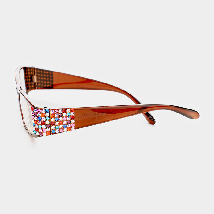 iLLASPARKZ Crystal Detail Rectangular Reading Glasses