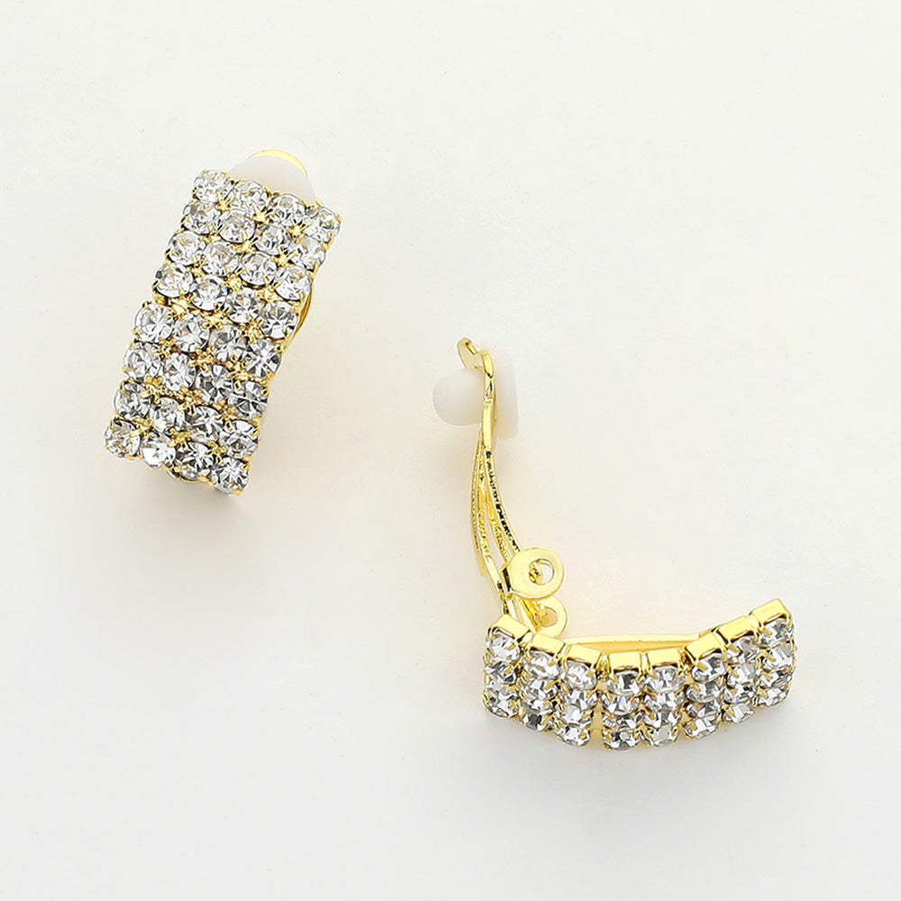 iLLASPARKZ Rhinestone Paved Collar Necklace Clip on Earring Set