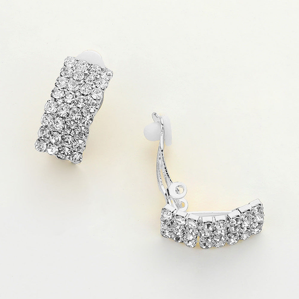 iLLASPARKZ Rhinestone Paved Collar Necklace Clip on Earring Set