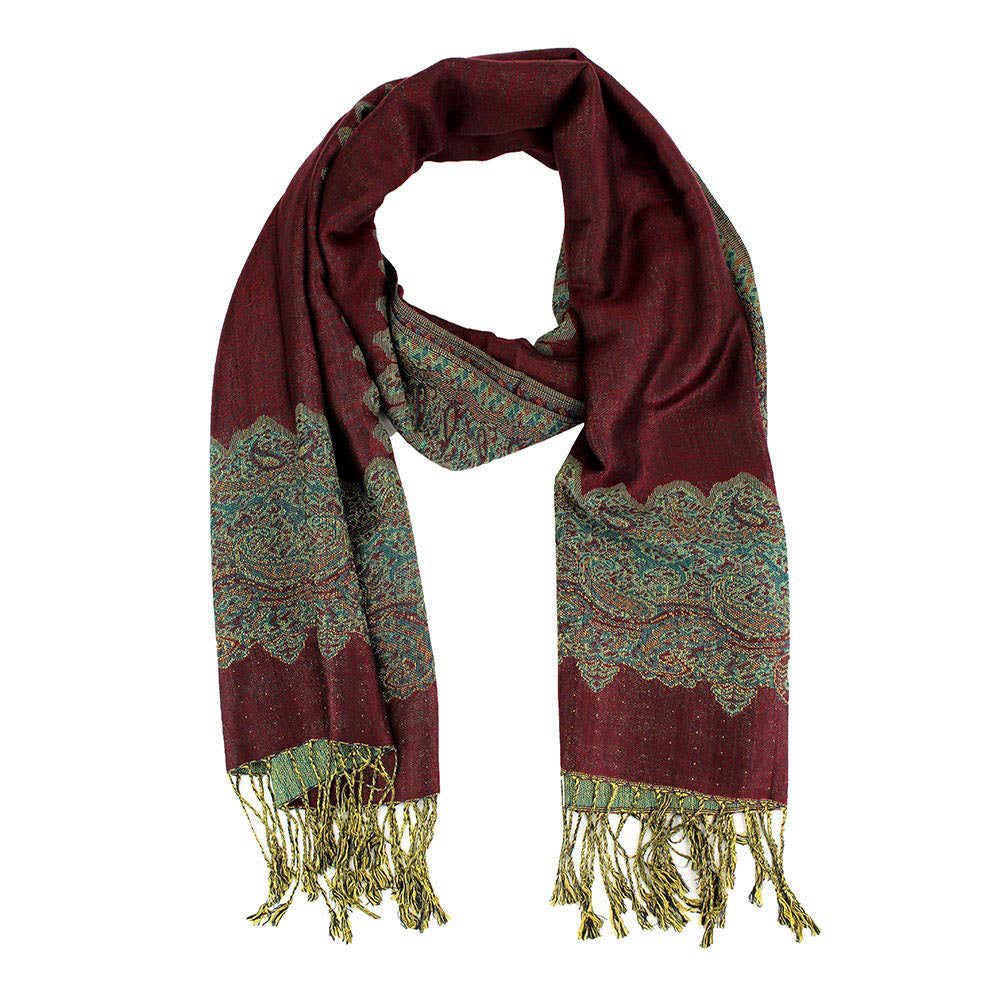 iLLASPARKZ Border Pashmina Scarf Shawl with Fringe