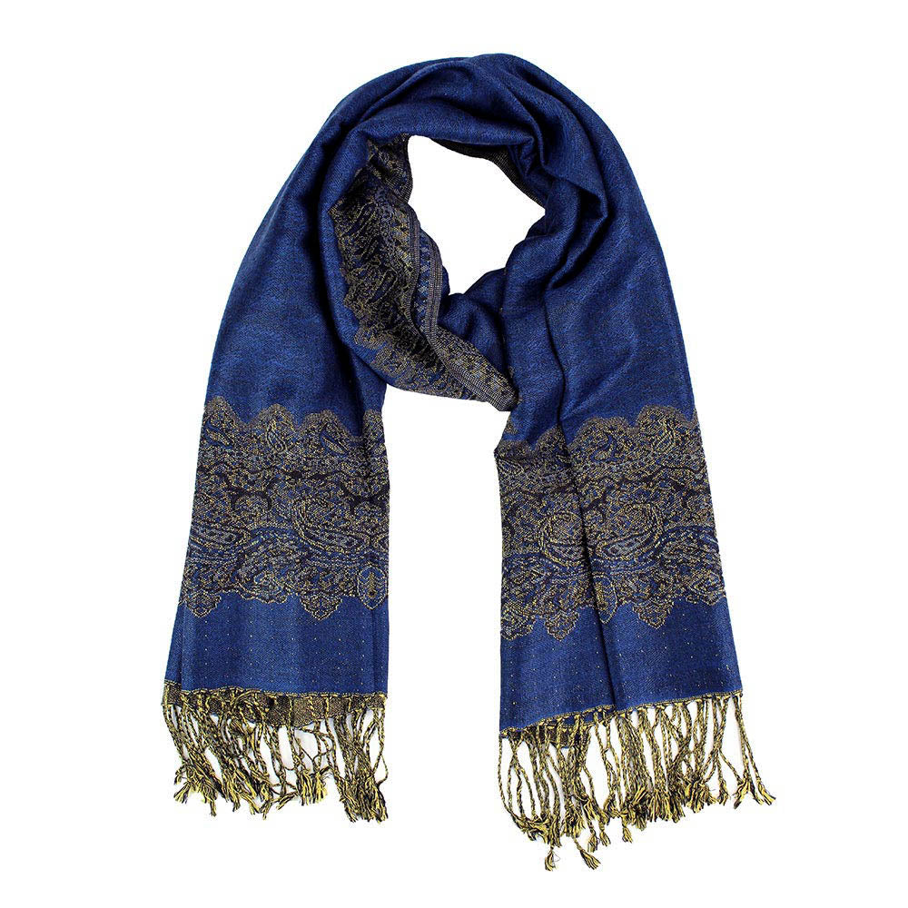 iLLASPARKZ Border Pashmina Scarf Shawl with Fringe