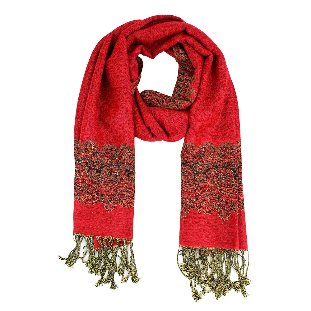 iLLASPARKZ Border Pashmina Scarf Shawl with Fringe