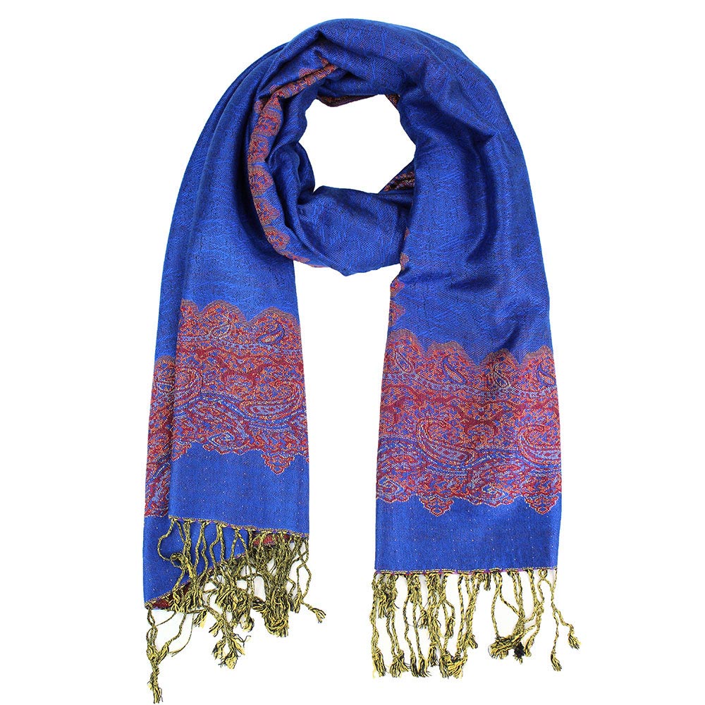 iLLASPARKZ Border Pashmina Scarf Shawl with Fringe