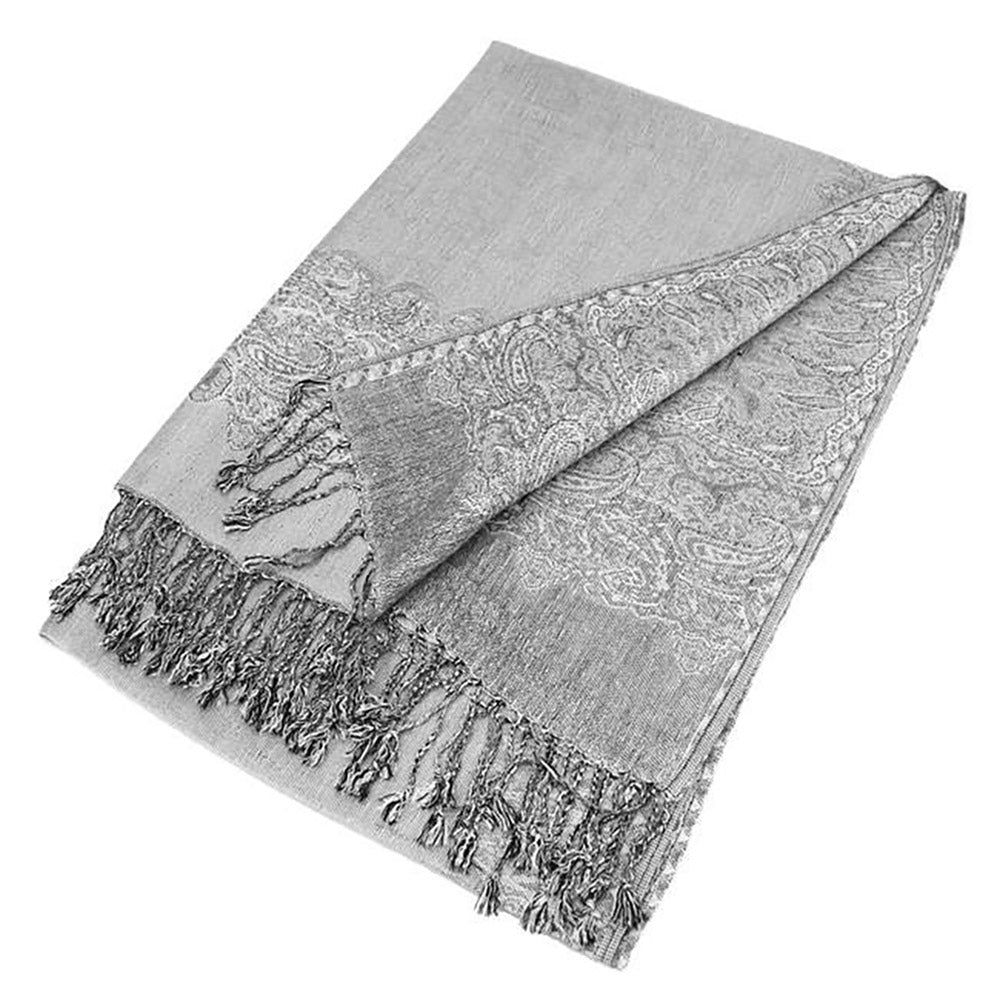 iLLASPARKZ Border Pashmina Scarf Shawl with Fringe