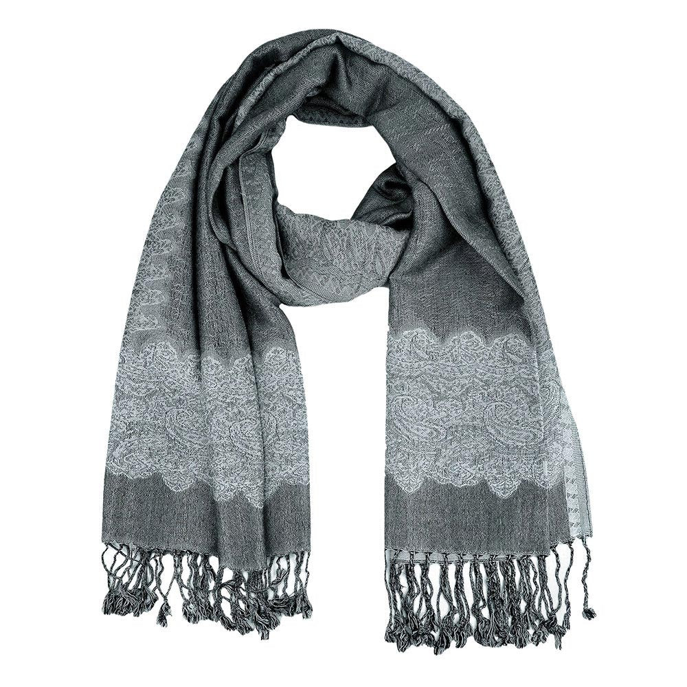 iLLASPARKZ Border Pashmina Scarf Shawl with Fringe