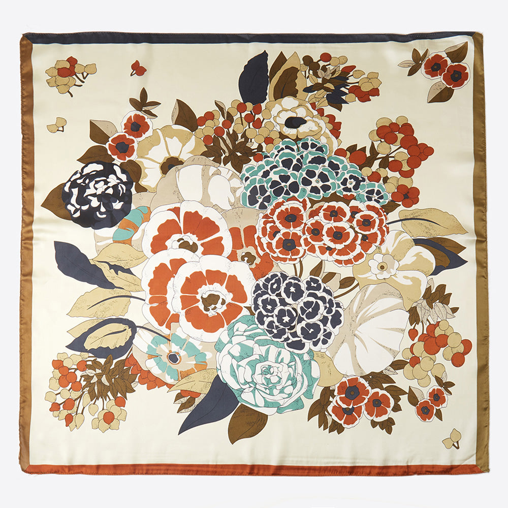 iLLASPARKZ Multi Flower Printed Square Silky Satin Bandana Scarf