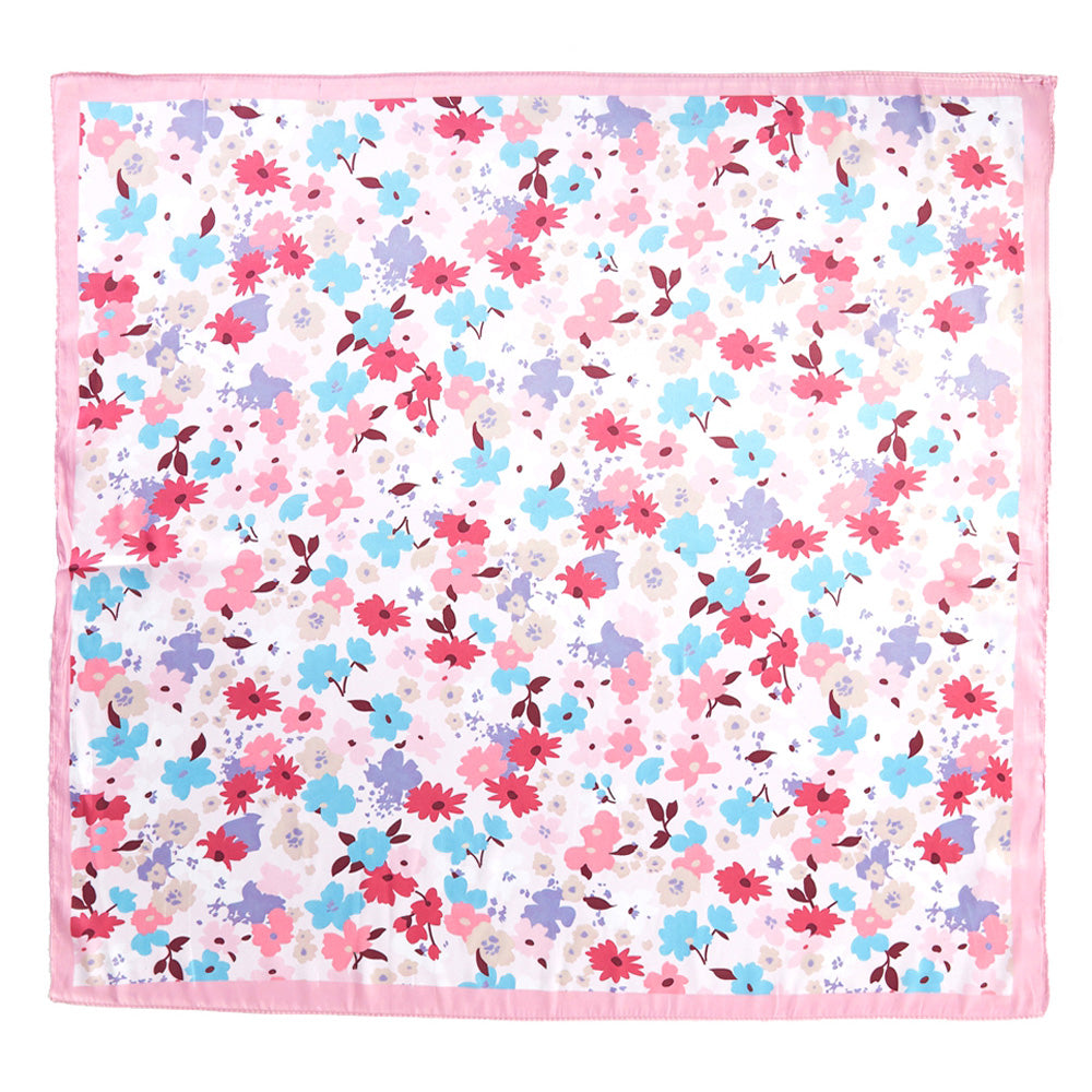 iLLASPARKZ Pastel Meadow Floral Printed Square Silky Satin Scarf