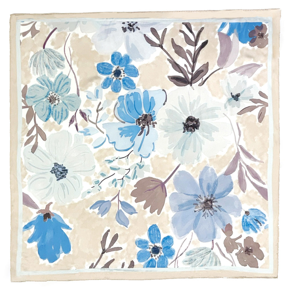 iLLASPARKZ Vintage Floral Bloom Printed Square Silky Satin Scarf