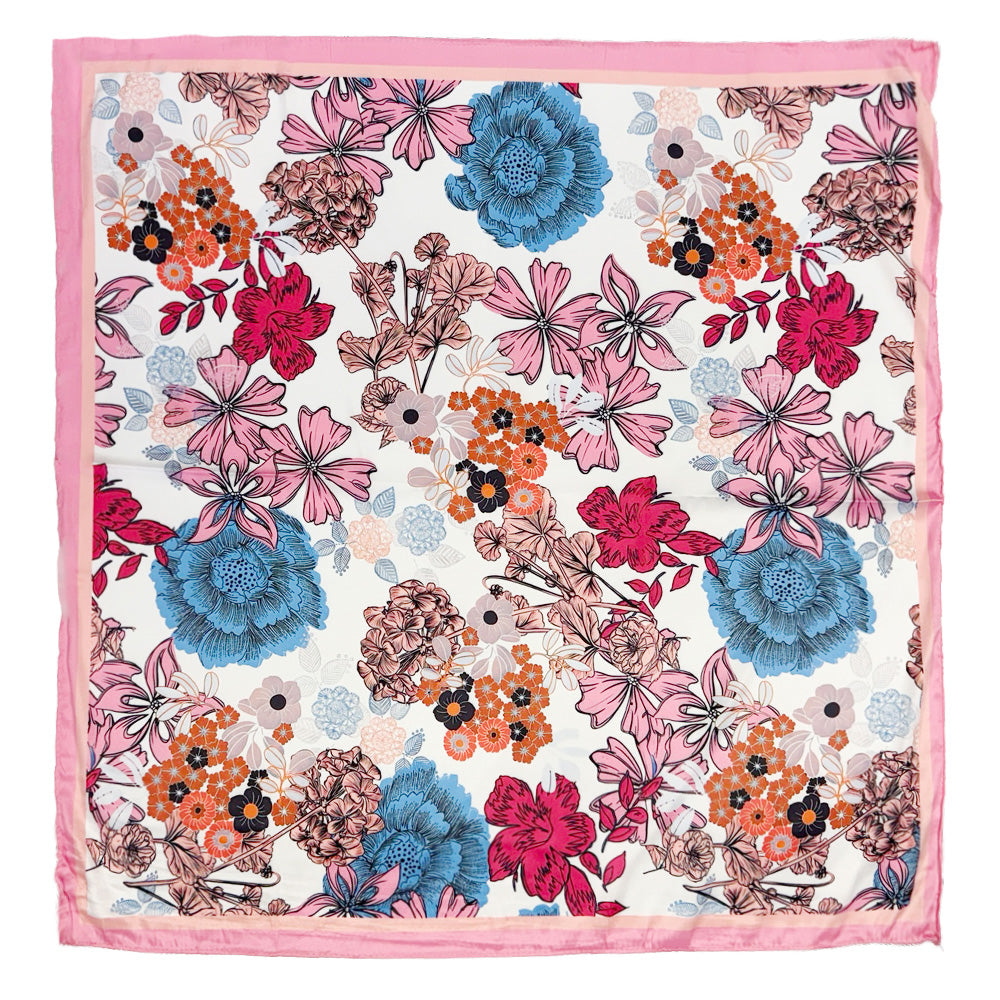 iLLASPARKZ Earthy Floral Garden Printed Square Silky Satin Scarf