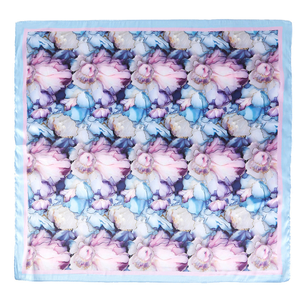 iLLASPARKZ Muted Watercolor Peony Printed Square Silky Satin Scarf