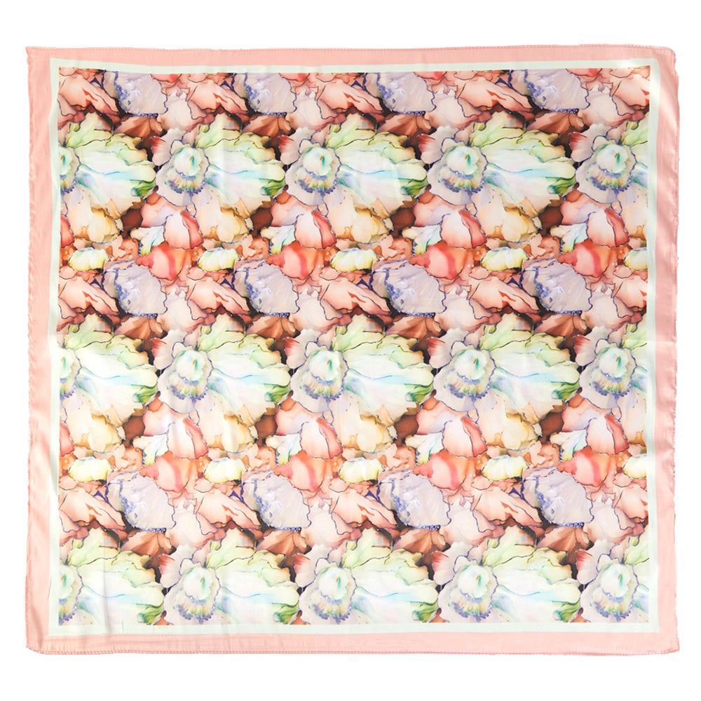 iLLASPARKZ Muted Watercolor Peony Printed Square Silky Satin Scarf