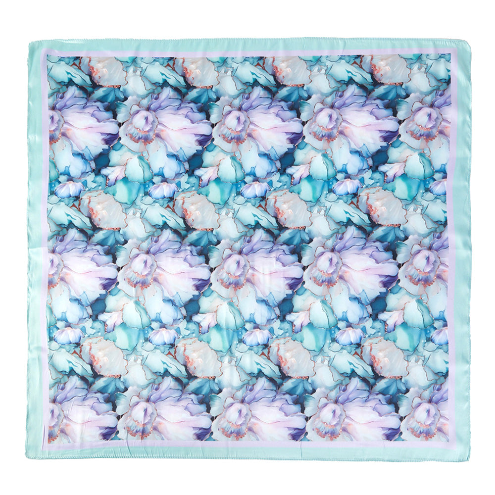 iLLASPARKZ Muted Watercolor Peony Printed Square Silky Satin Scarf