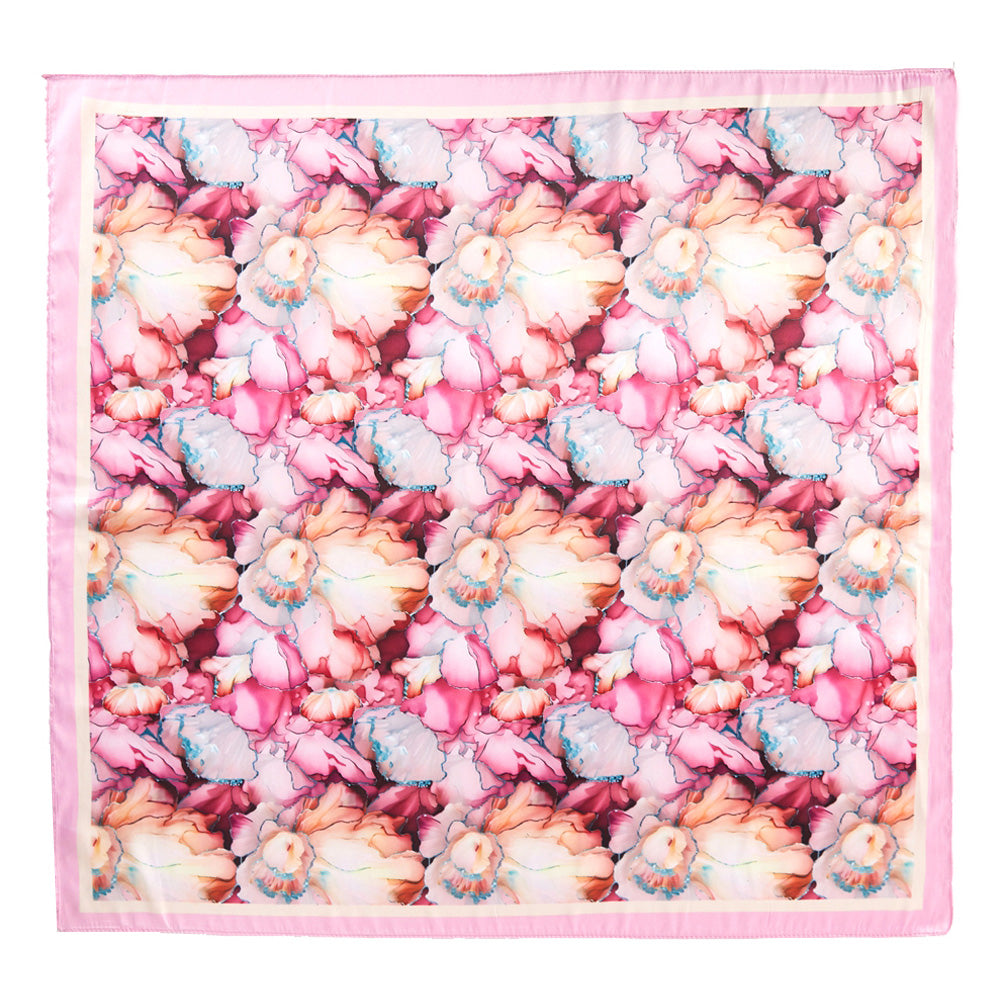 iLLASPARKZ Muted Watercolor Peony Printed Square Silky Satin Scarf