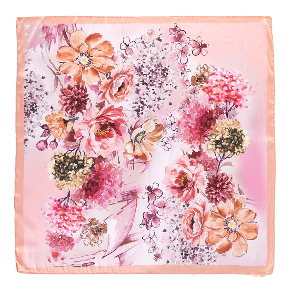 iLLASPARKZ Blush Lavender Watercolor Floral Printed Square Silky Satin Scarf