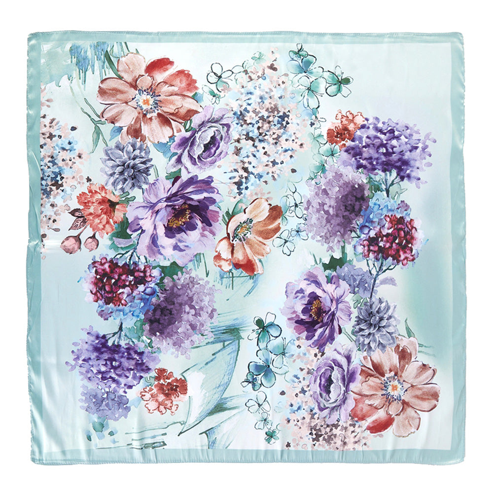iLLASPARKZ Blush Lavender Watercolor Floral Printed Square Silky Satin Scarf