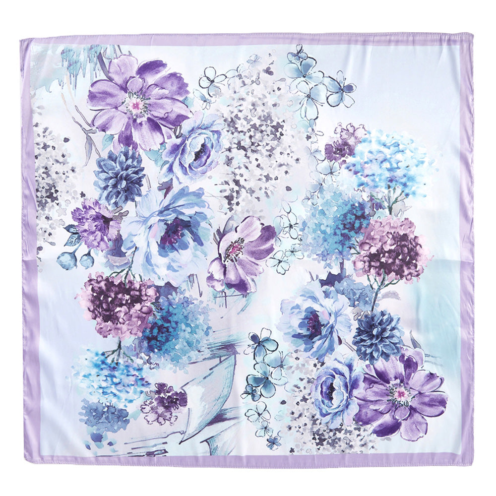 iLLASPARKZ Blush Lavender Watercolor Floral Printed Square Silky Satin Scarf