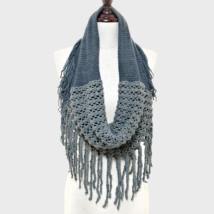 iLLASPARKZ Metallic Thread Accented Knit Fringe Infinity Scarf