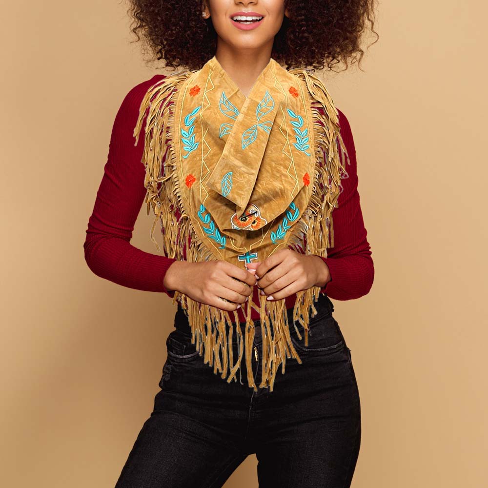 iLLASPARKZ 3-Way Day of the Dead Mexican Sugar Skull Suede Fringe Scarf