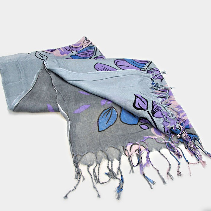 iLLASPARKZ Flower Print Fringe Scarf