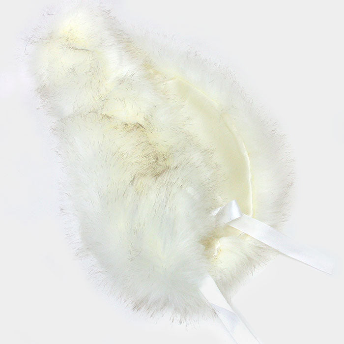 iLLASPARKZ Ribbon Tie Shawl Collar Fur Scarf