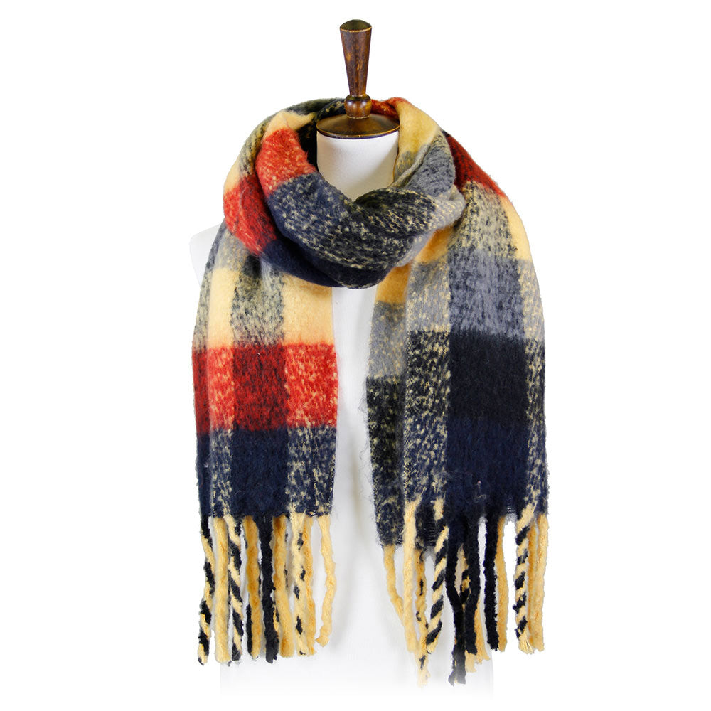 iLLASPARKZ Multi Color Plaid Oblong Fringe Scarf