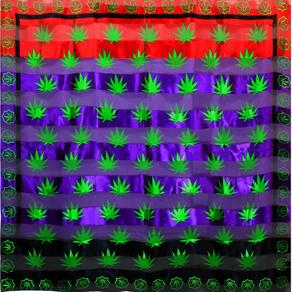 iLLASPARKZ Silk Feel Striped Hemp Leaves Print Square Scarf