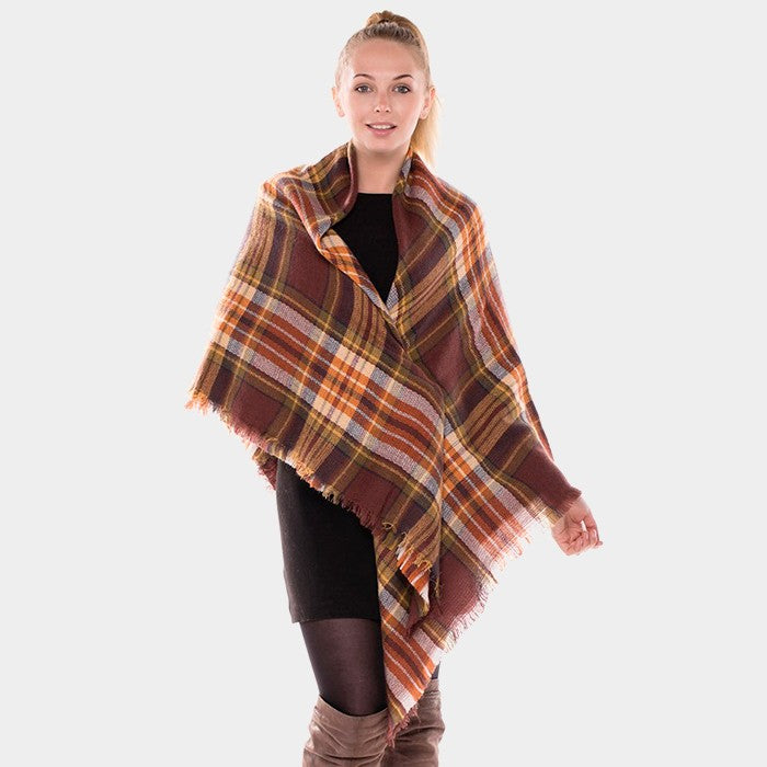 iLLASPARKZ Plaid check square blanket scarf