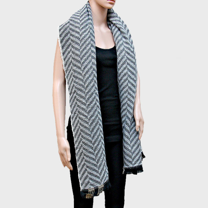 iLLASPARKZ Double Sided Stripe & Chevron Shawl Scarf with Raw Fringe