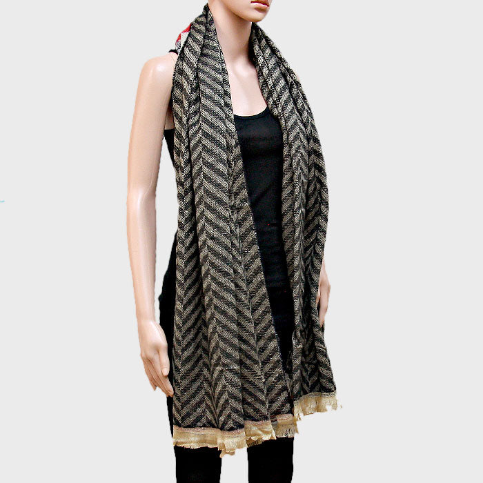 iLLASPARKZ Double Sided Stripe & Chevron Shawl Scarf with Raw Fringe Trim