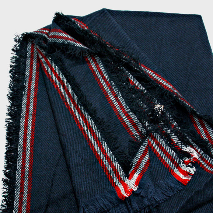 iLLASPARKZ Stripe Accented Scarf with Raw Fringe Trim