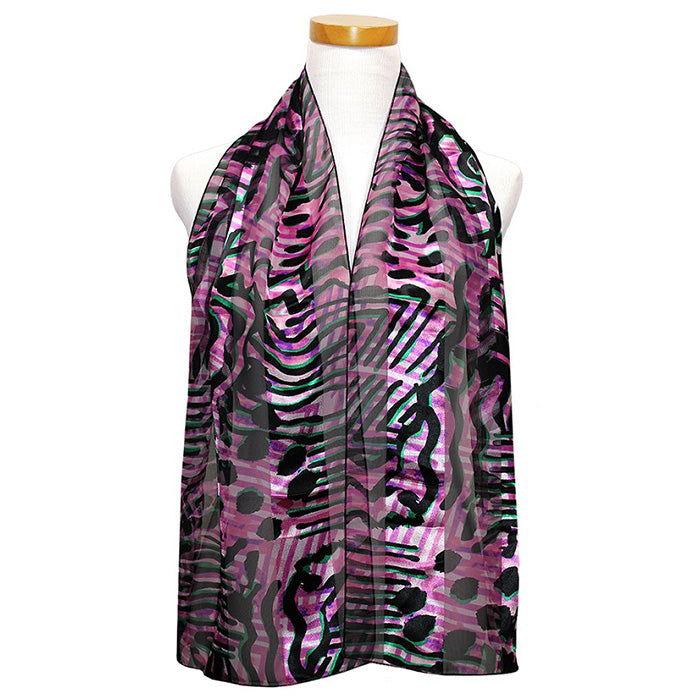 iLLASPARKZ Satin Striped Abstract Pattern Print Scarf